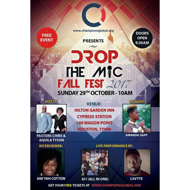 PastorCTyson's tweet photo. Join us Sun, Oct 29th "Drop the Mic Fall Fest" Vendor opportunities available, for more info go to https://t.co/9iYoCr3i73 @PastorCTyson https://t.co/wDSR8xKAuO
