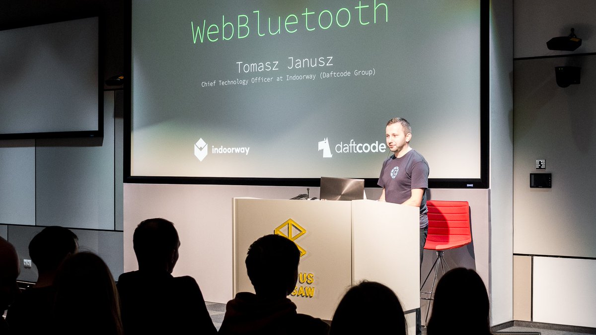 indoorway's tweet image. He was born to do this! @TomaszJanusz 🦄 at #devjs Warsaw meeting talking about #WebBluetooth. Thnak you guys! #devjswarszawa #Indoorway