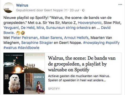 Nieuw op <a href="/Spotify/">Spotify</a>! ap.lc/eJqW5 <a href="/siryessirband/">Sir Yes Sir</a> @Mira_BE <a href="/ErikssonDelcroi/">Eriksson Delcroix</a> <a href="/Slow_Pilot/">Slow Pilot</a> <a href="/HooverphonicOff/">HooverphonicOfficial</a> <a href="/DavidBowieReal/">David Bowie Official</a> <a href="/YevgueniBE/">Yevgueni</a>