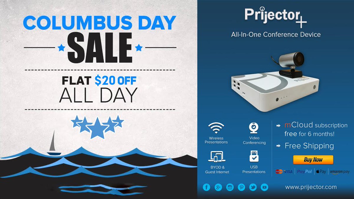 Prijector's tweet photo. Save big this #ColumbusDay with Flat $20 OFF + Free shipping+ 6 months mCloud subscription free! https://t.co/xusCsEqrCR  #tech #Offers https://t.co/Qbrp0Tt1NJ