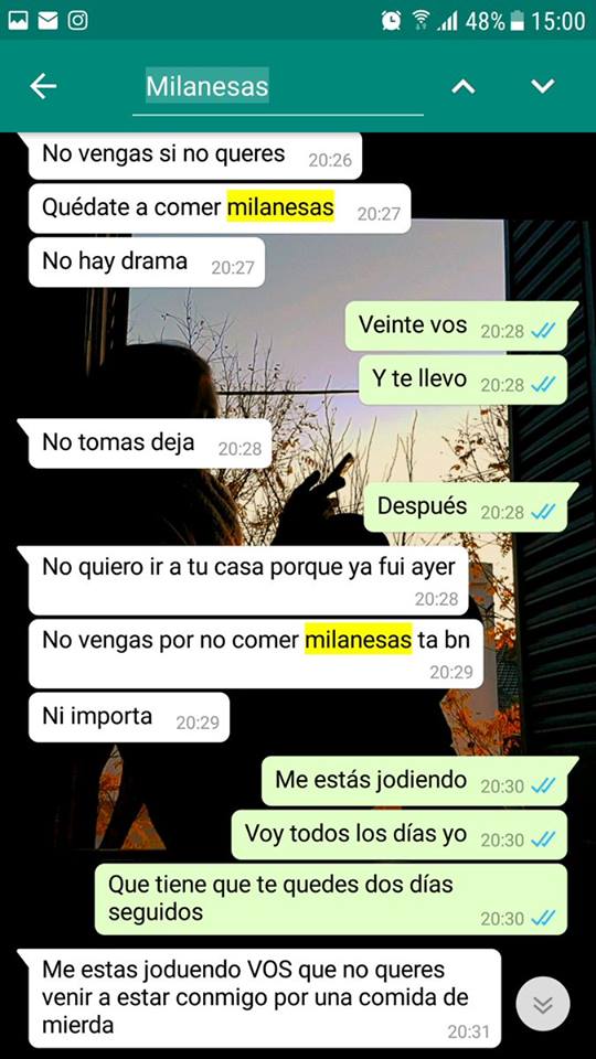 Jerebeam's tweet photo. -Amor, estoy sola en casa, ¿querés venir?
-No, ni en pedo, hoy toca milanesa. https://t.co/mcgPjppDKp