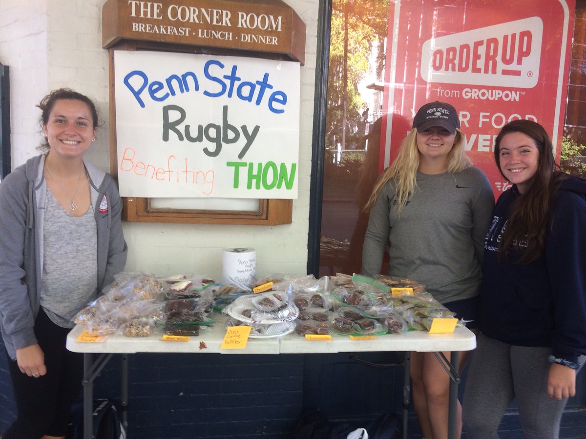 PennStateWRugby's tweet photo. Come out to support Rugby THON in a sweet way!!Our bake sale is going on from 10-2 right outside of the Corner Room, stop by if you can! https://t.co/oNFO1hkCbI