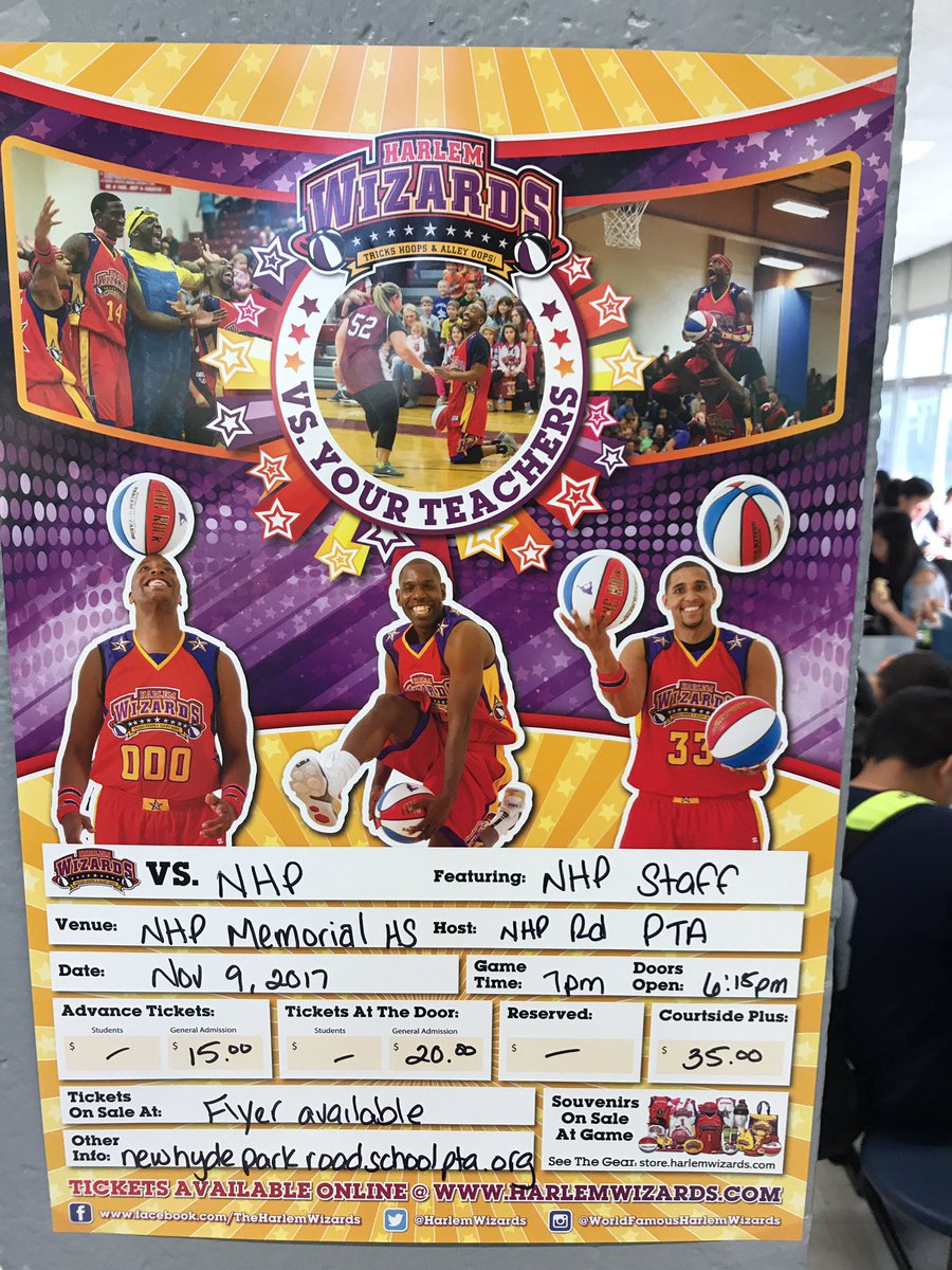 NHPGladiators's tweet photo. Harlem Wizards visiting NHP today - playing a game on Nov 9th @ NHP @ 7pm. Sponsored by the Road School PTA @NHPRoadSchool https://t.co/OWMcnRsmil