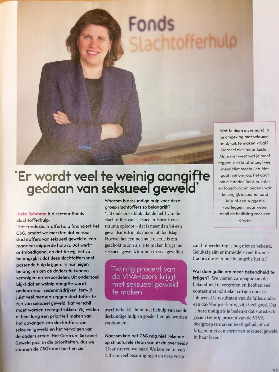 IBicanic's tweet photo. Goed zo @VIVA_nl dat jullie het thema #Seksgeweld niet uit de weg gaan. Well done 👍. Met bijdragen van @ankelaterveer @FondsSH @CSG_08000188 https://t.co/wi0PD06sIz