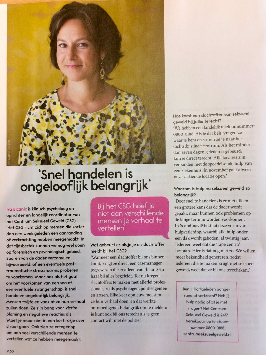 IBicanic's tweet photo. Goed zo @VIVA_nl dat jullie het thema #Seksgeweld niet uit de weg gaan. Well done 👍. Met bijdragen van @ankelaterveer @FondsSH @CSG_08000188 https://t.co/wi0PD06sIz
