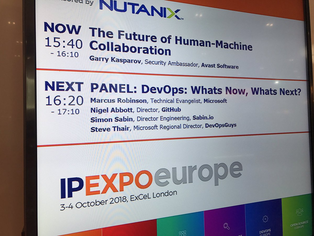 simon_sabin's tweet image. Following Garry Kasparov at ip expo. No pressure then #datadevops