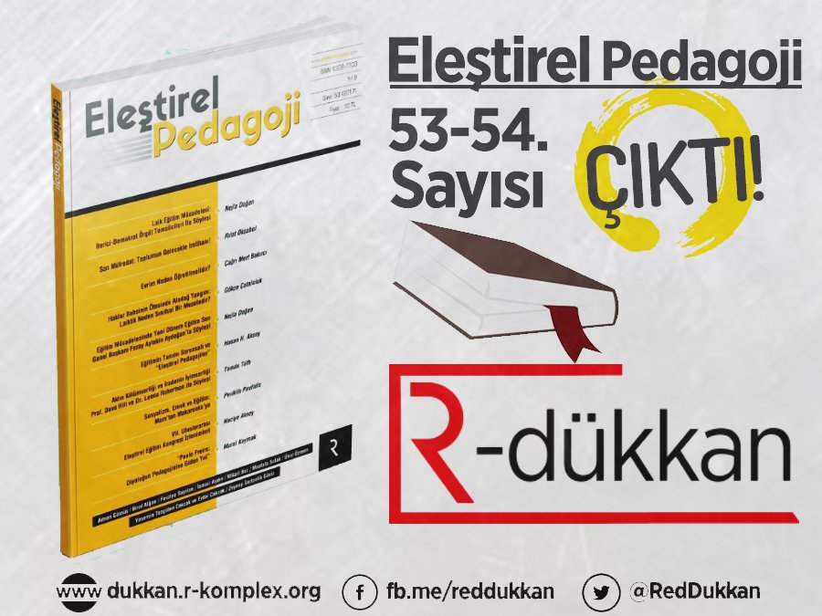 RedDukkan's tweet photo. Rafta yeni! 📚📚
Eleştirel Pedagoji dergisinin 53-54. sayısı R-Dükkan'da!
https://t.co/m4Z2B8CqK9 https://t.co/mt4kNSkORN