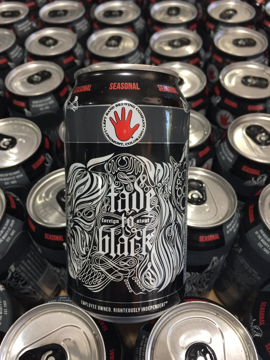 LeftHandBrewing's tweet photo. In case you can't make it to #GABF, be sure to try 3X GABF Gold Medal winner, Fade to Black - Foreign Stout, now available. #LeftHandCans https://t.co/fJTSLRIO8P