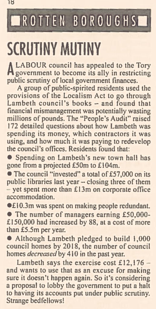 KeaneMJ's tweet photo. As one of the "public-spirited residents" involved in @PeoplesAudit , thanks @PrivateEyeNews for mentioning our efforts to audit Lambeth https://t.co/gGzxWiZsa6