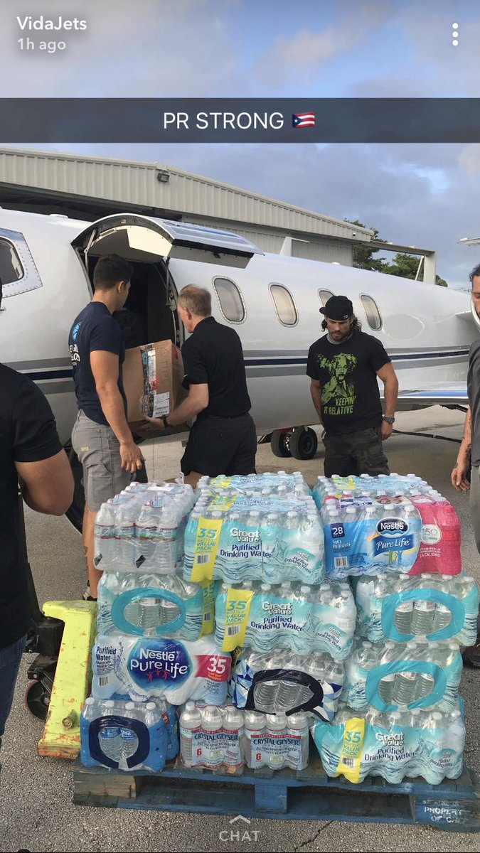 jroman34's tweet photo. Huge thanks to @Vidajets for sending this pj full of water and other supplies. #FlyVida #PRStrong🇵🇷 https://t.co/Q2iH0z78gJ