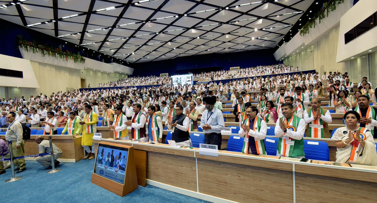 narendramodi's tweet photo. Congratulations to the @icsi_cs on completing fifty years. Delighted to join the programme to mark the start of golden jubilee celebrations. https://t.co/hlt5saG8yl