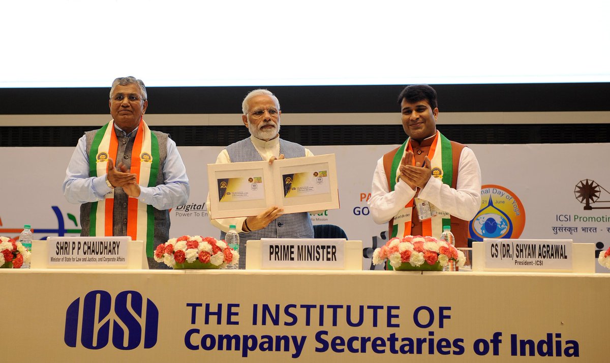 narendramodi's tweet photo. Congratulations to the @icsi_cs on completing fifty years. Delighted to join the programme to mark the start of golden jubilee celebrations. https://t.co/hlt5saG8yl