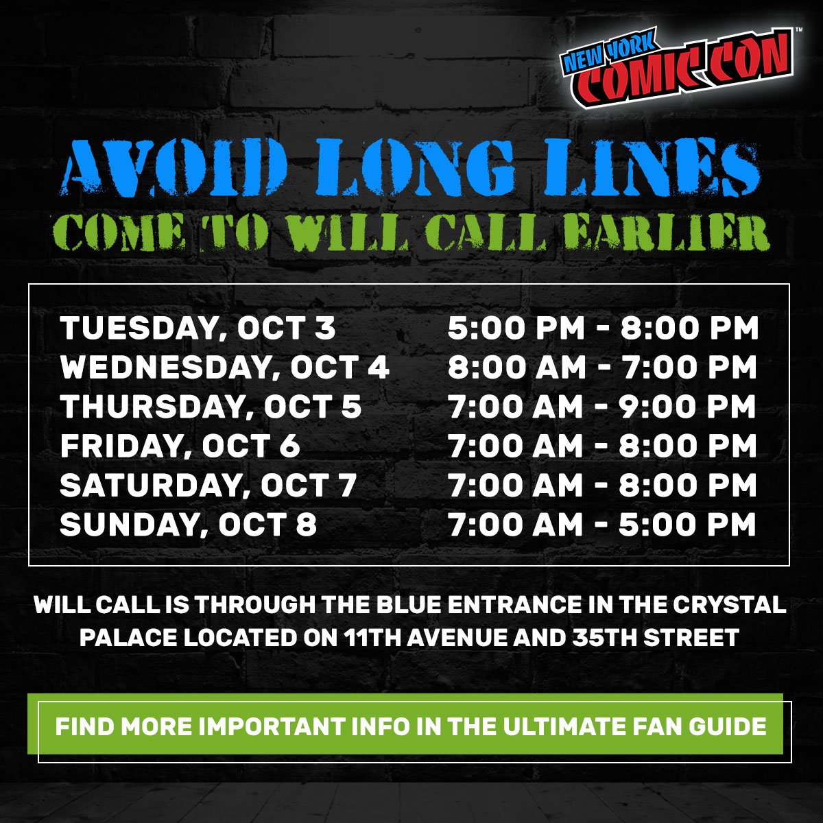 Will Call's open until 7:00 PM tonight - stop by to avoid lines! If your tix haven't arrived yet, go with a printed receipt plus an ID.