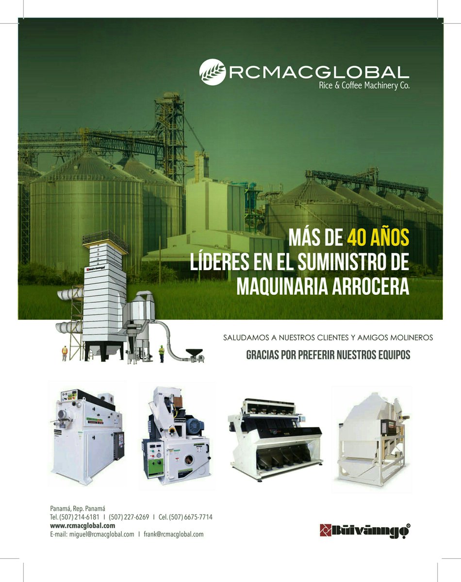 RCMACGLOBAL Más de 40 años líderes en el suministro de maquinaria arrocera.
