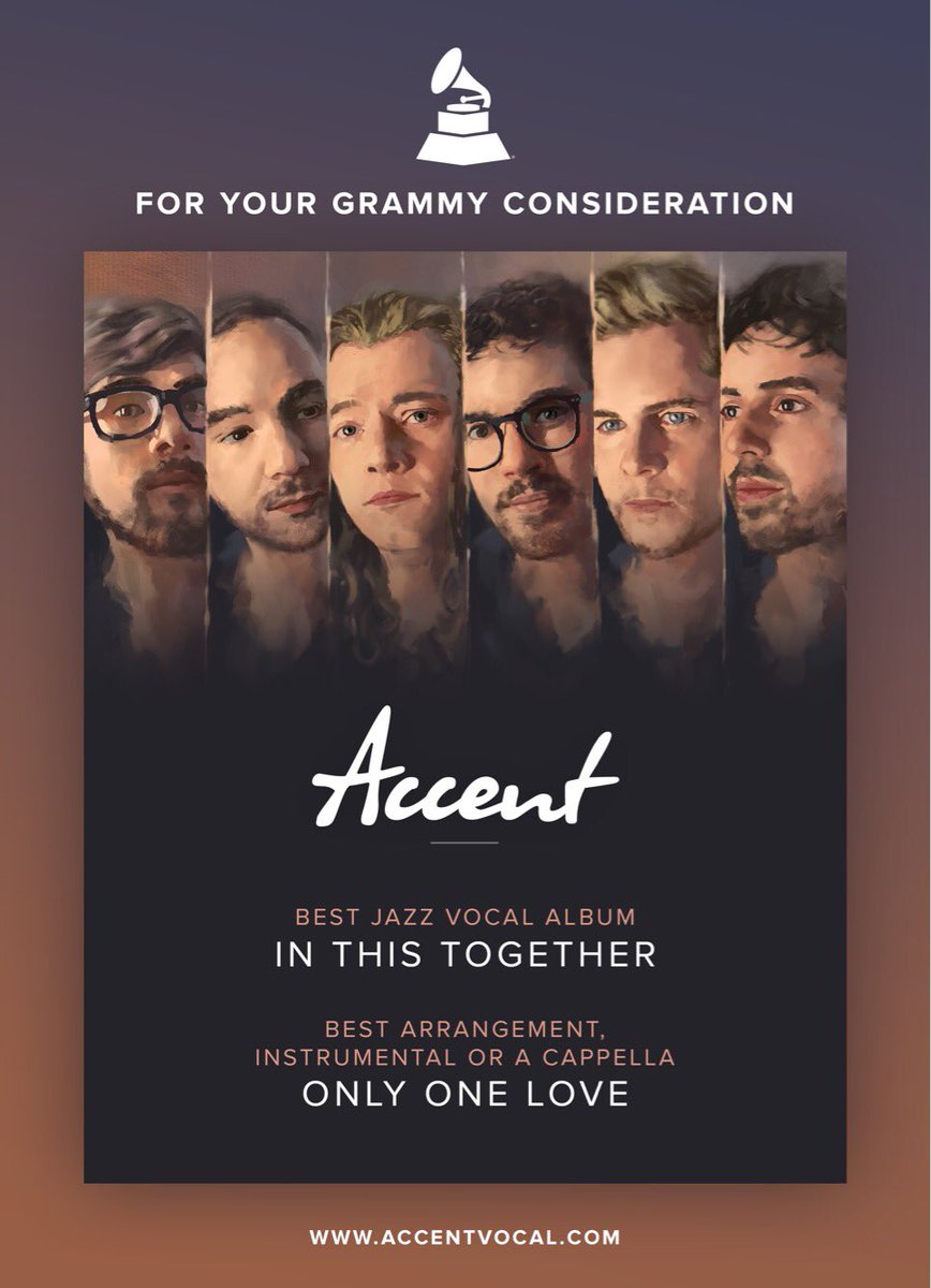 AccentVocal's tweet photo. #ForYourConsideration: 60th #GRAMMY Awards

Thanks in advance to Recording Academy members for your time and ears!

#InThisTogether #FYC https://t.co/1m1aae6flq