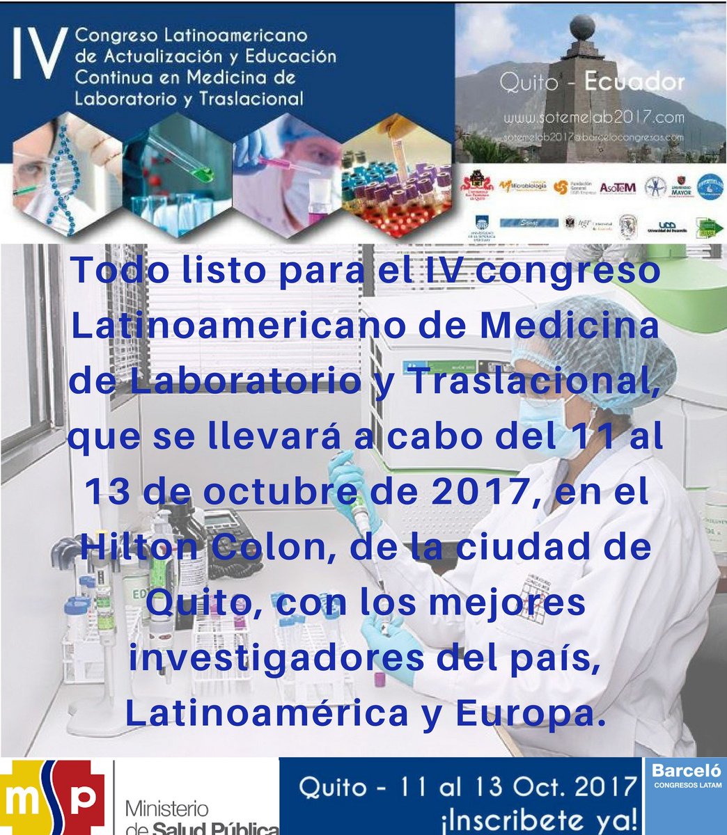 Se parte de <a href="/sotemelab2017/">Sotemelab2017</a>,IV congreso latinoamericano en medicina de laboratorio y traslación➡️sotemelab2017.com/inscripcion.ht…