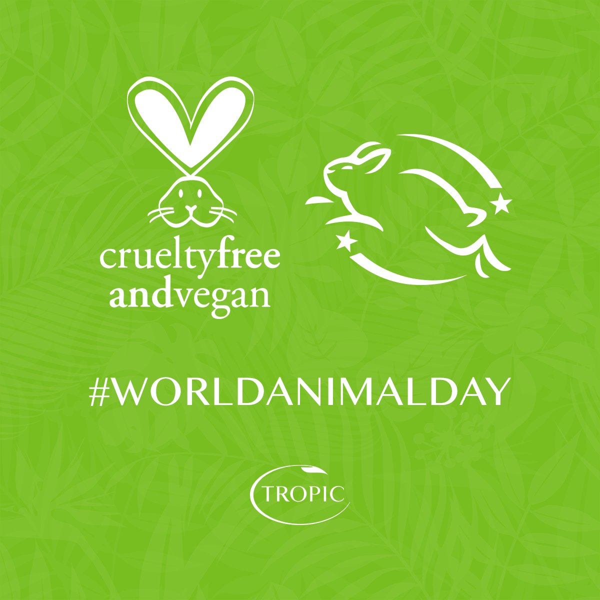 TropicSkincare's tweet photo. As a cruelty-free, vegan brand we promise to never test on animals, nor use derivatives that will cause them distress #WorldAnimalDay https://t.co/KawXY9agf4