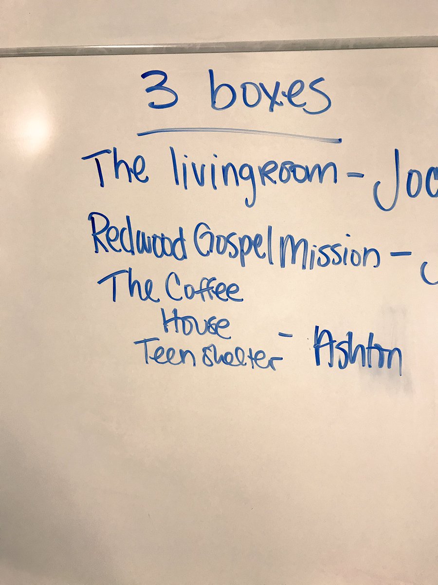 MsOchoaWCC's tweet photo. How can we make the world a better place by 9:30 am? Create donation boxes for local shelters! #westcountycharter https://t.co/MRKrIAj0DF