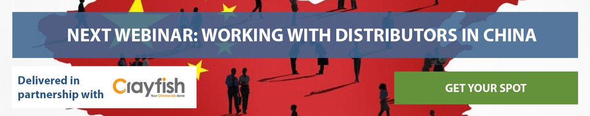 Learn how to work with distributors in China - next webinar in partnership with @crayfish_io hubs.ly/H08MPp10