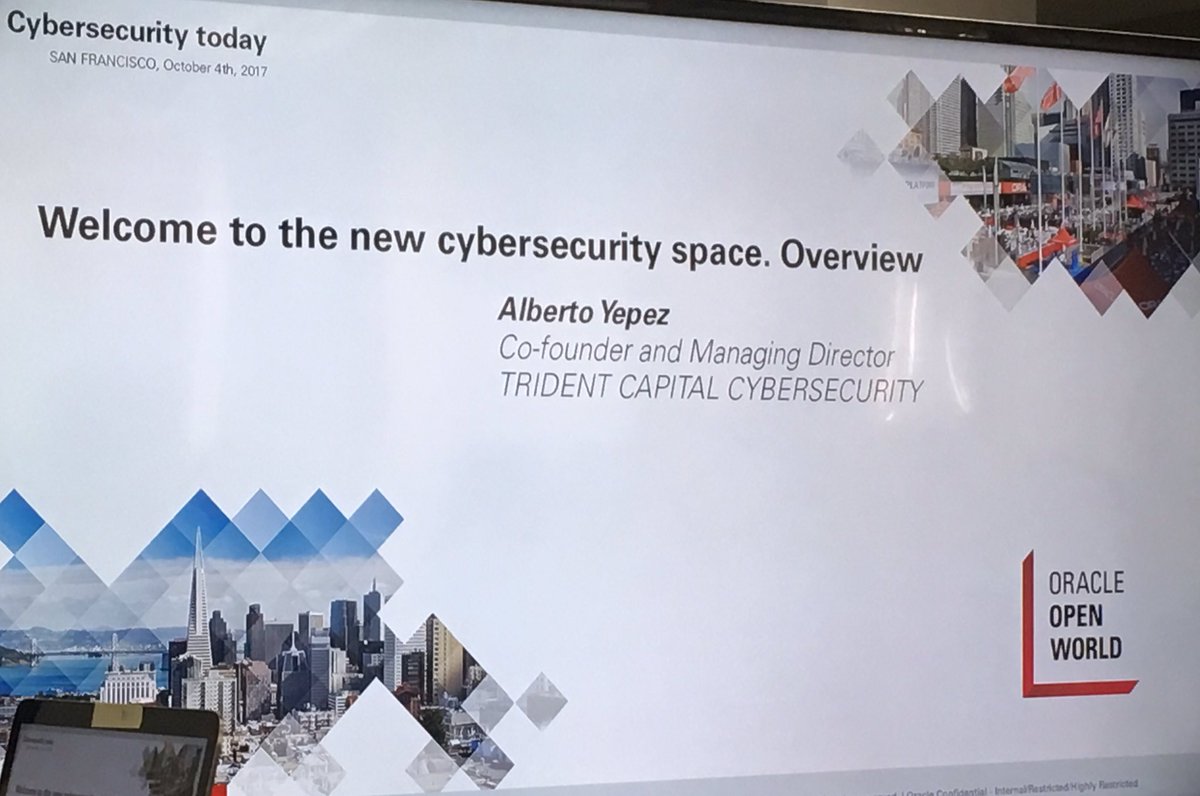 Carmenpizarro's tweet image. Maravillosa presentación de Alberto Yepez sobre #Ciberseguridad dentro del ámbito del #oracleinnovation17  #OOW17