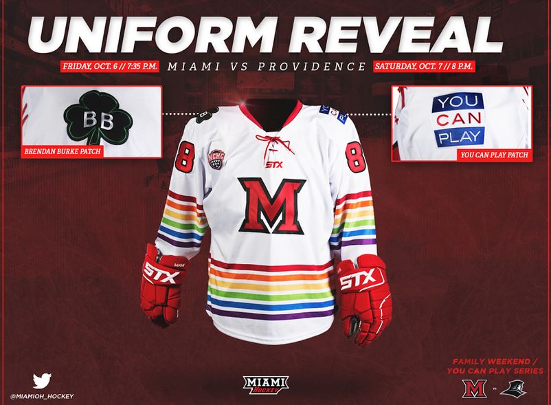 Miami remembers the life of Brendan Burke and supports the You Can Play movement this weekend vs. Providence. Well done.