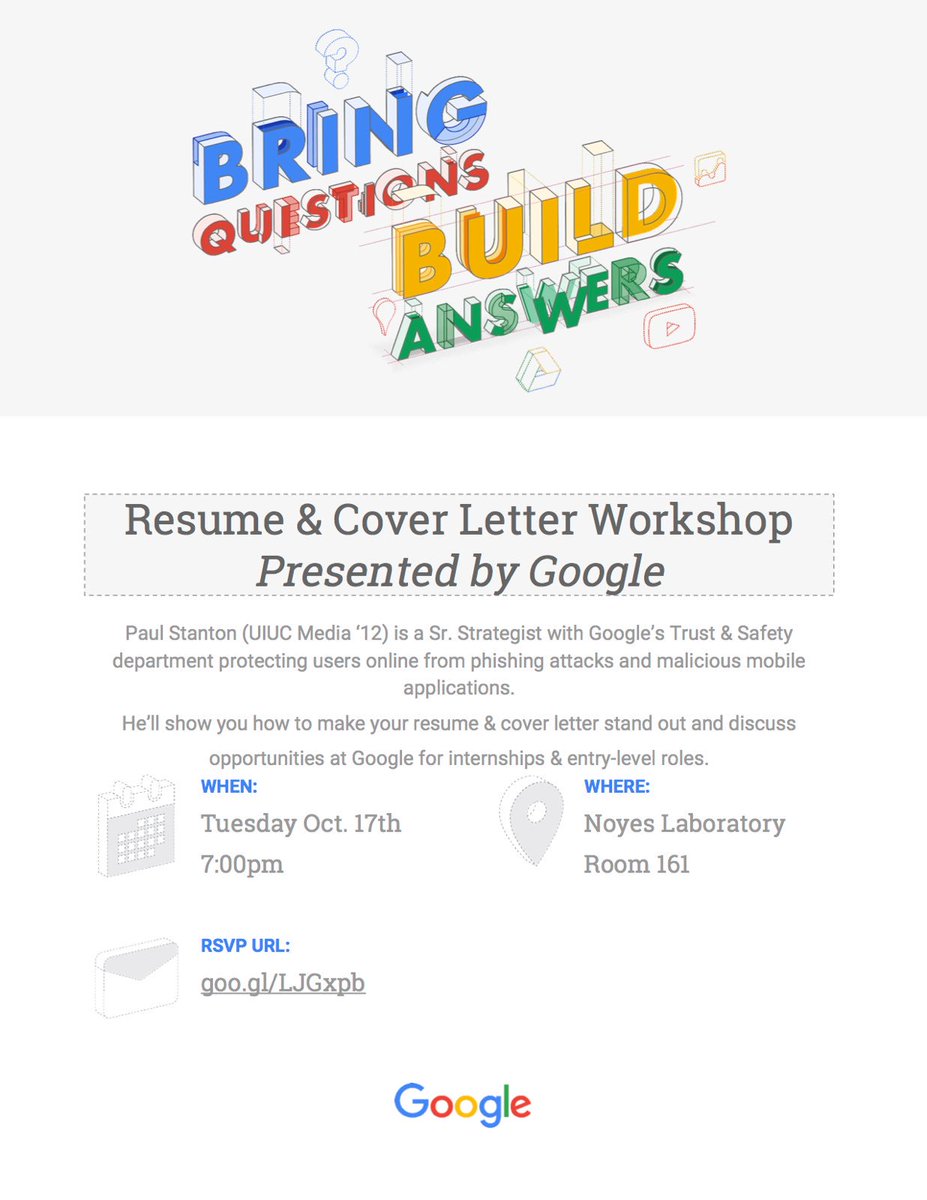 Join BGC on Oct. 17th @ 7pm. Don't miss an opportunity to build your resume and cover letter with GOOGLE! RSVP HERE: bit.ly/2hMWrjs