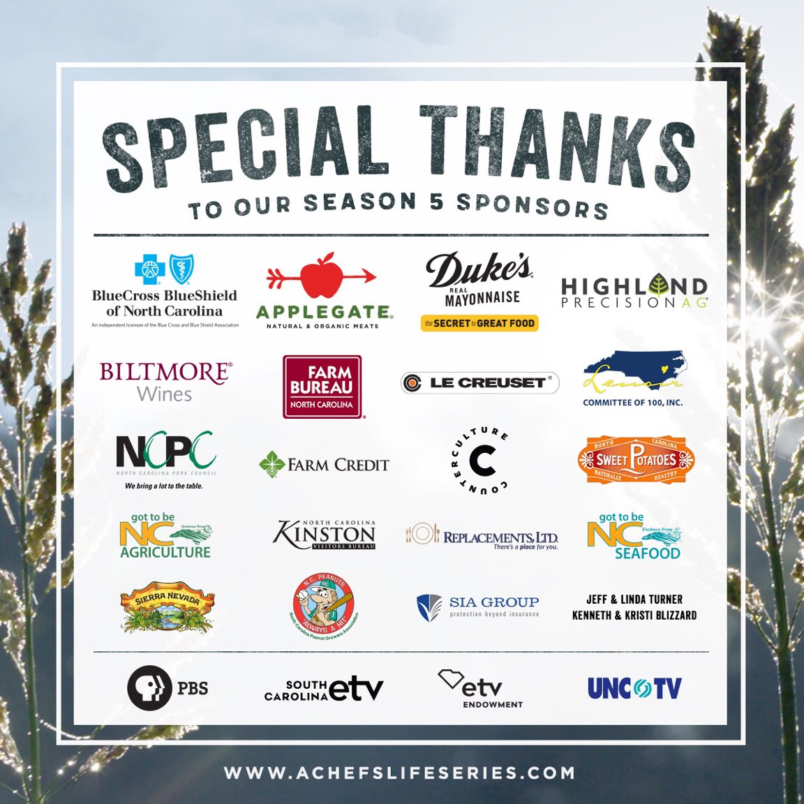 On the eve of our #Season5 premiere, we'd like to send a special  THANKS to our sponsors! W/o them (&amp; fans 😉) there wld be no #AChefsLife ❤️