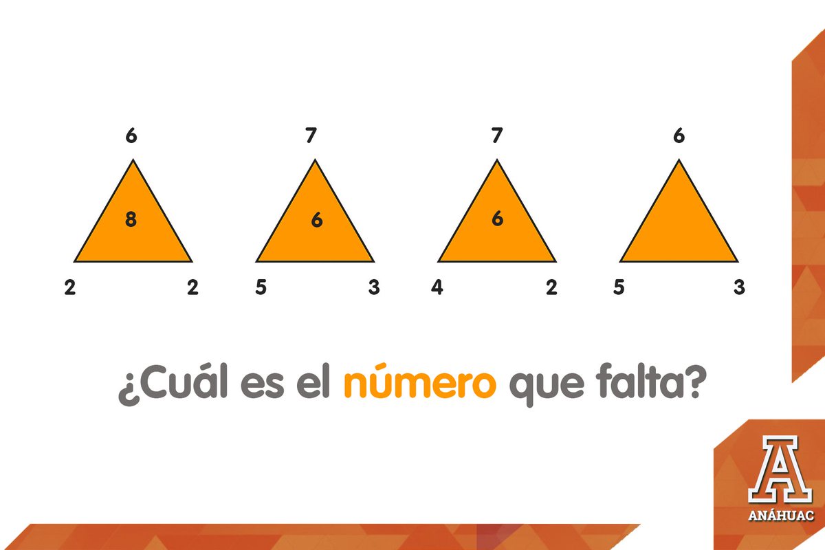 VidaAnahuac's tweet photo. #Acertijo ¿Cuál es el número que falta?  #SomosAnáhuac #LíderesDeAcciónPositiva #IngenieriaFinanciera https://t.co/AVrN1fEIP8
