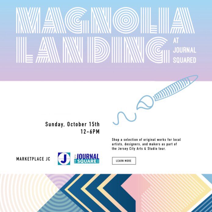 marketplaceJC's tweet photo. Jersey City: on 10/15, we'll be at Magnolia Landing! This will feature artists, artisans &amp; chefs &amp; will be part of JCAST! 

ARTISTS WANTED! https://t.co/AGUkXxbMKt