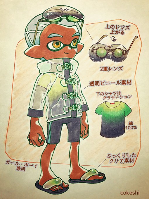 深海魚デメニギス&amp;シベリアで木を数えてそうなイメージで描いたやつ
#イカファッションコンテスト 