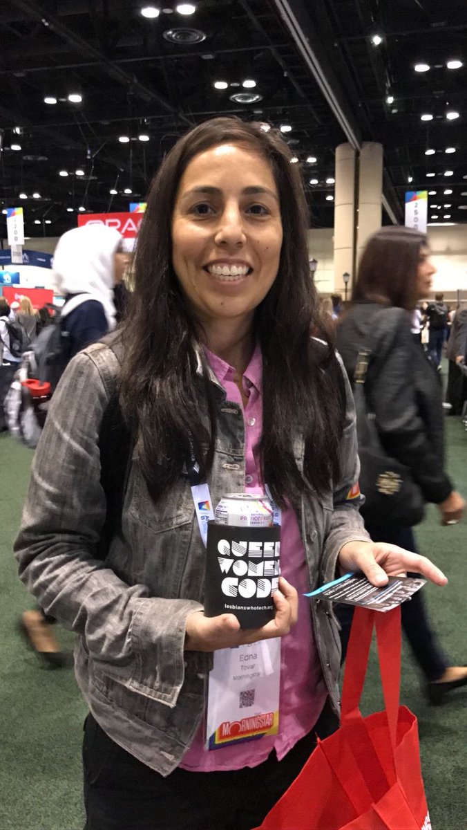 lesbiantech's tweet photo. So glad we got to meet Edna from @MorningstarInc at #GHC.
#queerwomencode #LWTSQUAD https://t.co/5DZmoFfakE