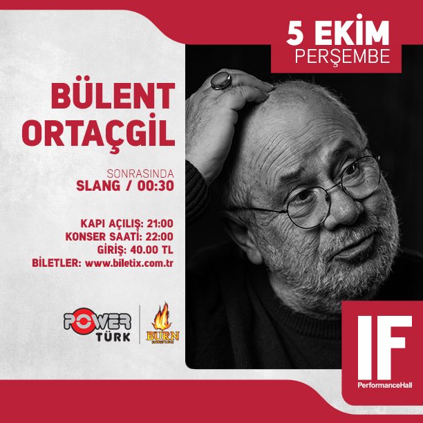 Bu iletiyi RT’leyenler arasından 20 takipçimiz yarın akşamki "BÜLENT ORTAÇGİL" Konserine çift kişilik ücretsiz giriş kazanacaklar...