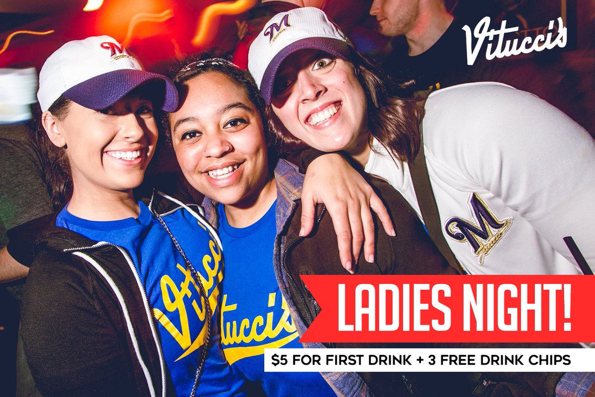 Calling ALL Ladies! Grab your GIRLS and get ready for #LADIESNIGHT! Buy 1 drink for $5 get 3 drink chips free [at] <a href="/vituccis/">Vitucci's </a>!