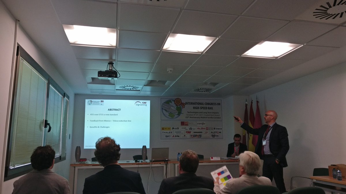 SigmaRail's tweet photo. Now listening to Mr Raul Costa about ATO over ERTMS systems #InternstionalCongressHighSpeedRail #CafSignalling https://t.co/LxktNa8Sdr