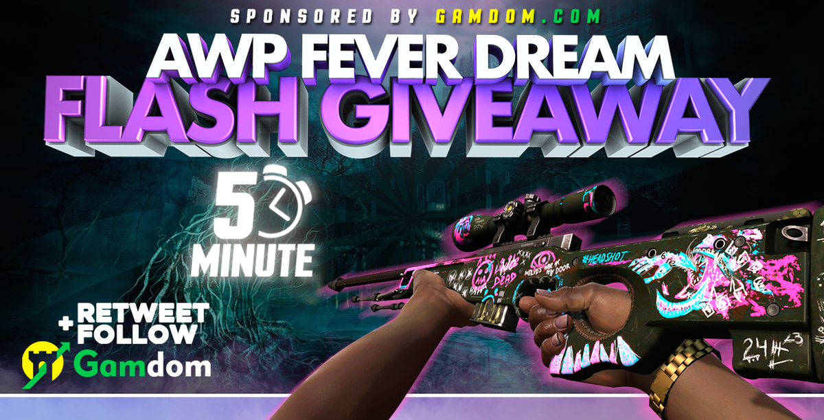 gamdom's tweet photo. 🏆 Notification Squad Giveaway 🏆

🔫FN AWP Fever Dream🔫

✅ Retweet
✅ Follow us @GamdomOfficial
✅ Add your tradelink

Picked in 5min https://t.co/47OGZwPF6p