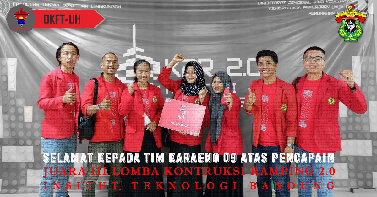 okftunhas's tweet photo. Mahasiswa Teknik UNHAS berhasil meraih juara ke 3 dalam lomba  konstruksi ramping di Bandung !!!
#okftuh #teknikunhas https://t.co/z44HFuUuDP