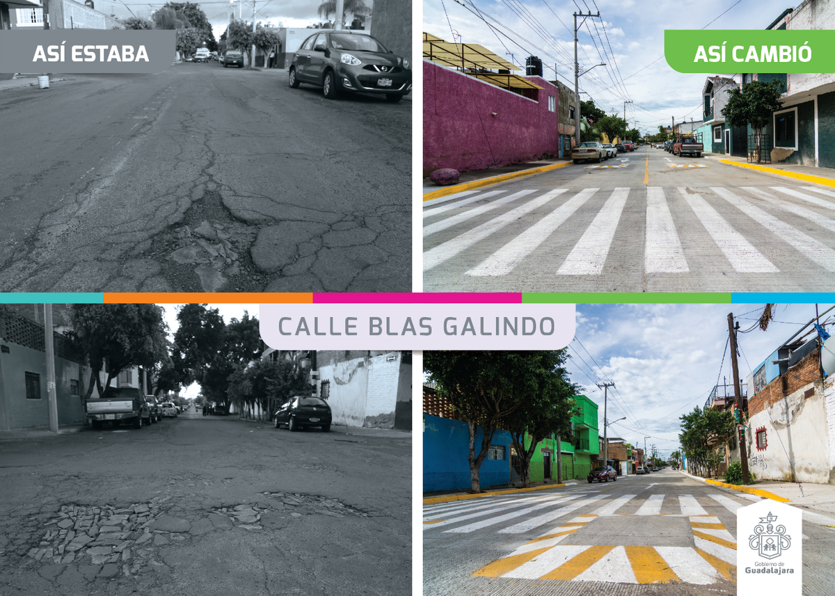 GuadalajaraGob's tweet photo. Después del abandono vivido por administraciones anteriores, ahora la calle Blas Galindo luce completamente renovada. Así cambió: https://t.co/GMUlWaNMRG