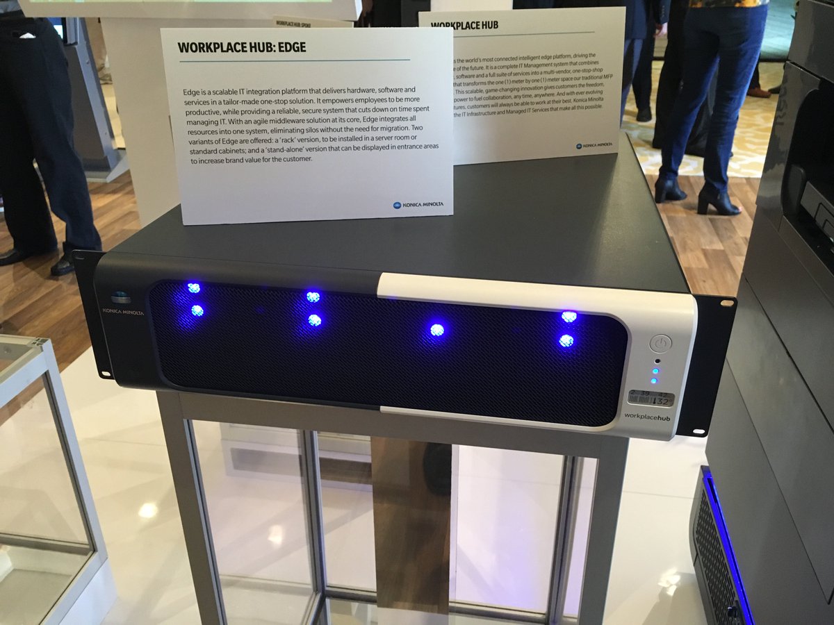 HoskinsKC's tweet photo. Konica Minolta's coming Workplace Hub & Edge are front & center here at #KMFutuREady. Game changers? We'll see. @BTA_ORG https://t.co/ufanIZnKDJ