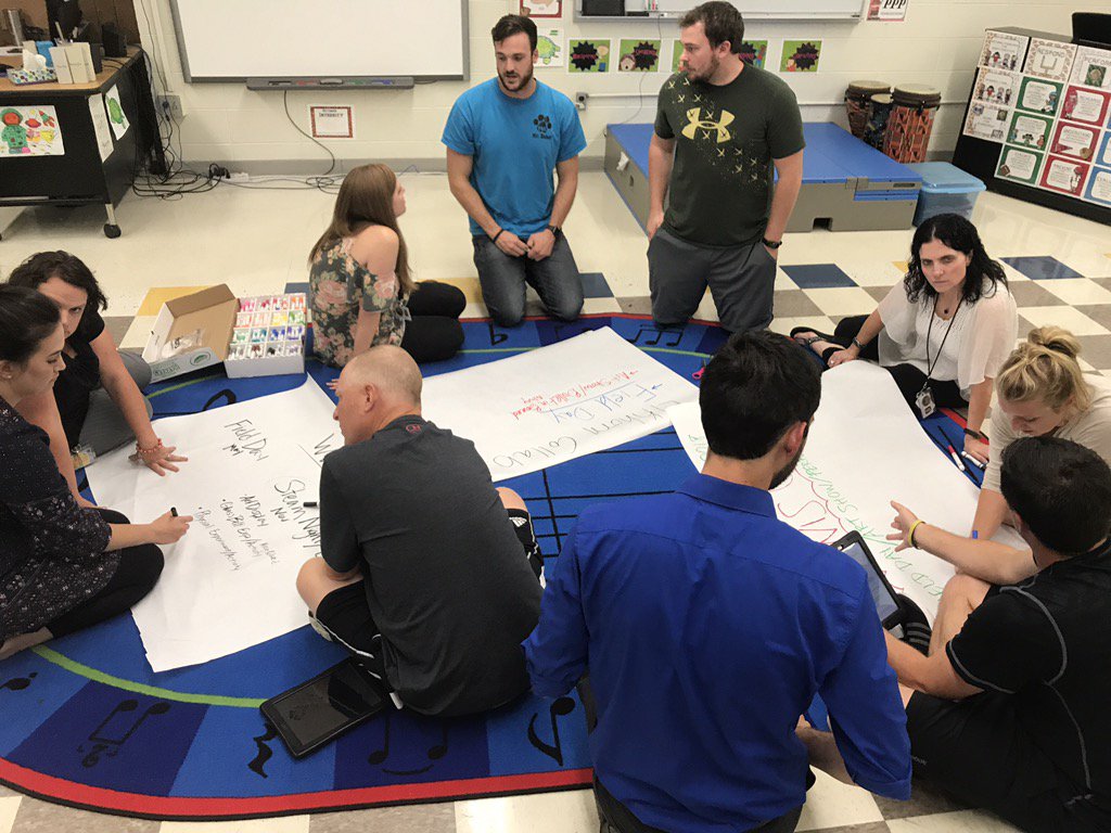 melissasclass's tweet photo. Elementary specials teachers working on the next great thing! #Essdexcels https://t.co/3KvNLolrma