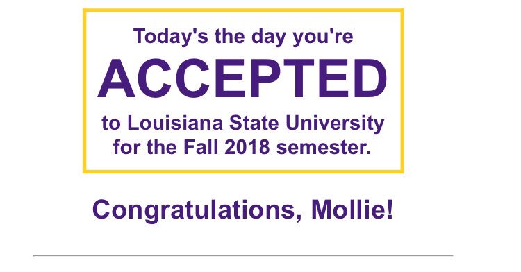 mollieah_12's tweet photo. Geaux Tigers💜🐯💛 #firstacceptance #LSU22 https://t.co/86VJgqfjzm
