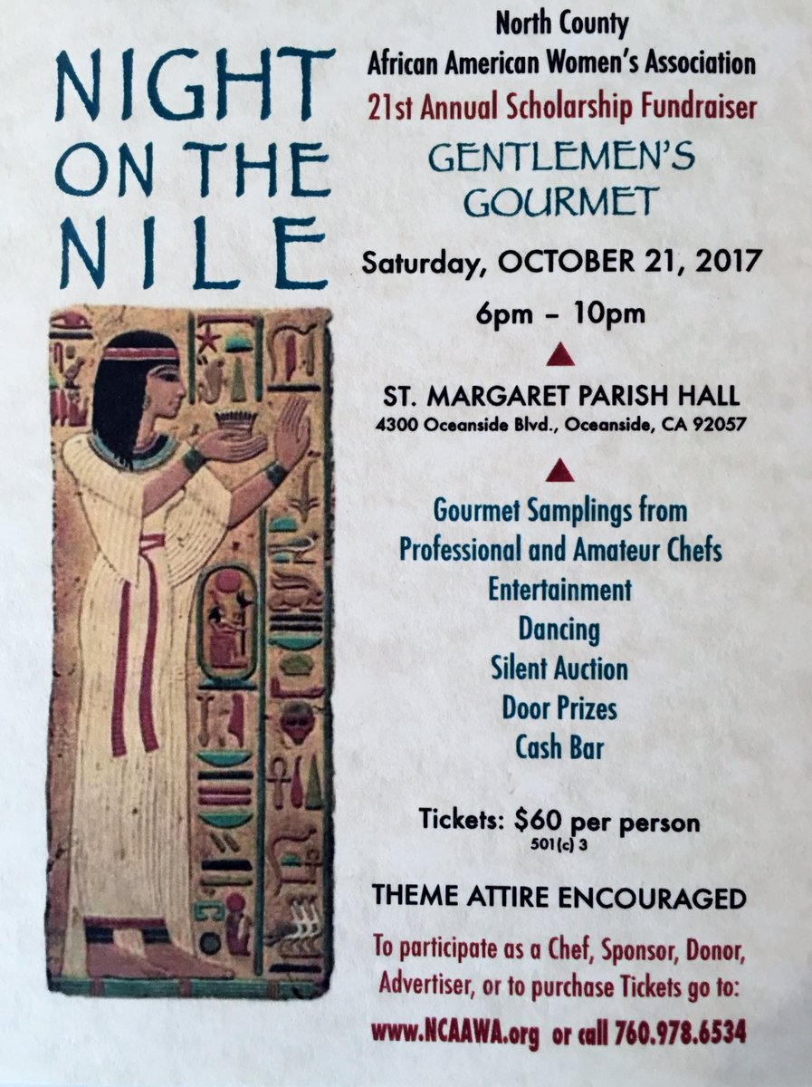 NCAAWA's tweet photo. Are you ready for this year's Gentlemen's Gourmet? A Night On The Nile- Oct. 21 #scholarship fundraiser #chef competition #great food #music https://t.co/ArtxVDCaUD