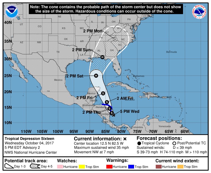 SevereStudios's tweet photo. Tropical Depression 16 could impact Gulf Coast as a hurricane this weekend. https://t.co/4b4H0Bacxa