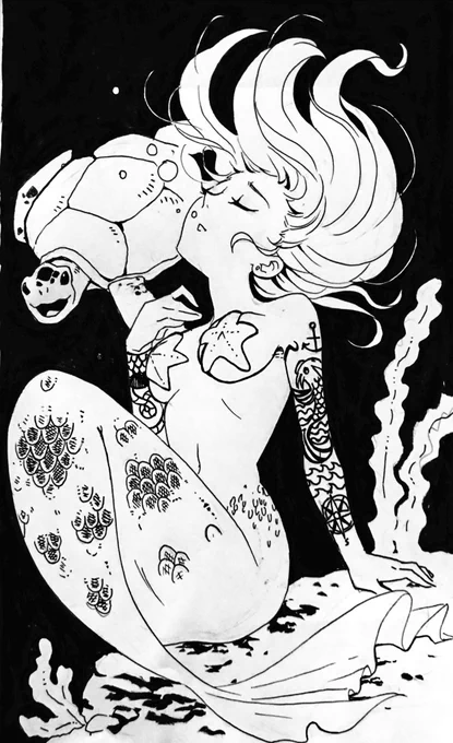 ✨#Inktober day4
?Prompt: #underwater

#inktober2017 #mermaid #TheFrenchInktober 