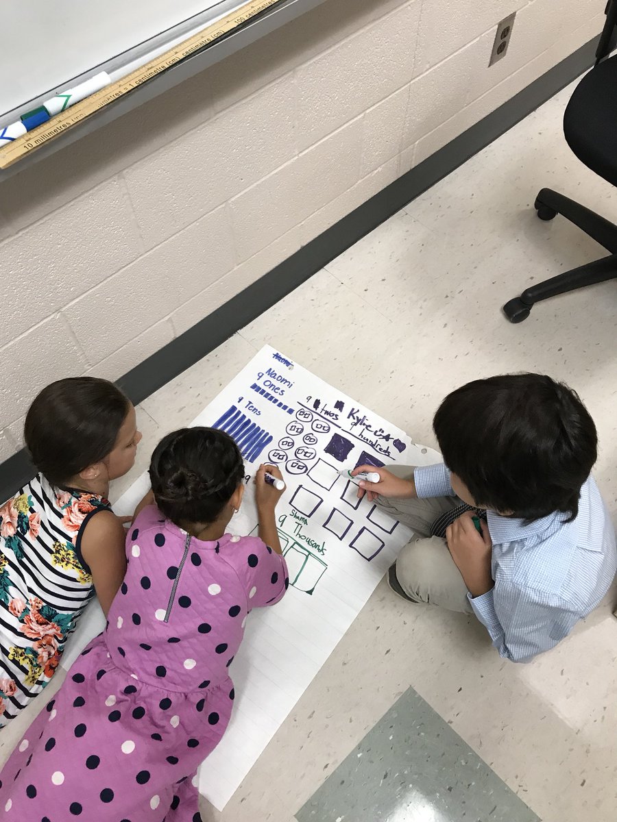 ThejerBrown's tweet image. Three part math lesson plan using base ten learning materials. We learned a lot from another today. #grade3 #collabrativeLearning