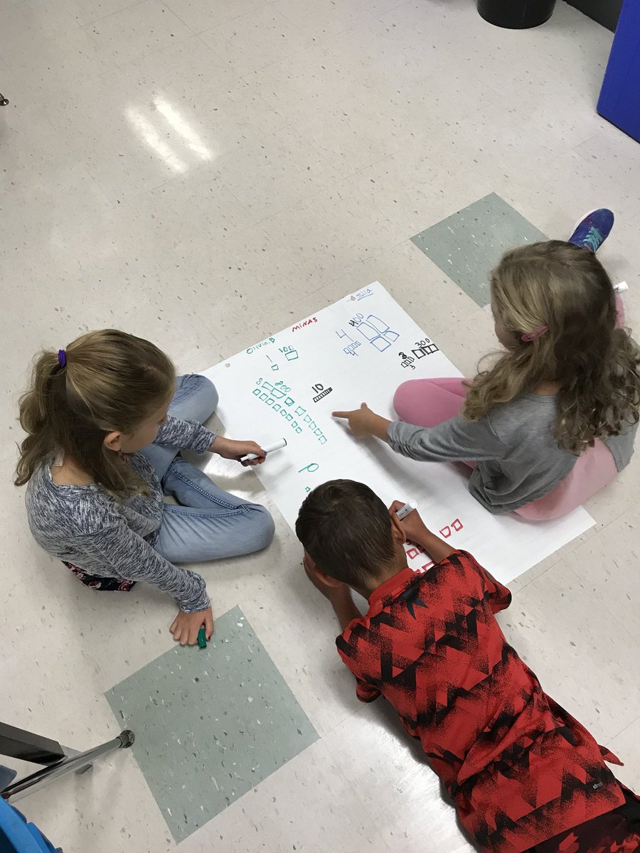 ThejerBrown's tweet image. Three part math lesson plan using base ten learning materials. We learned a lot from another today. #grade3 #collabrativeLearning