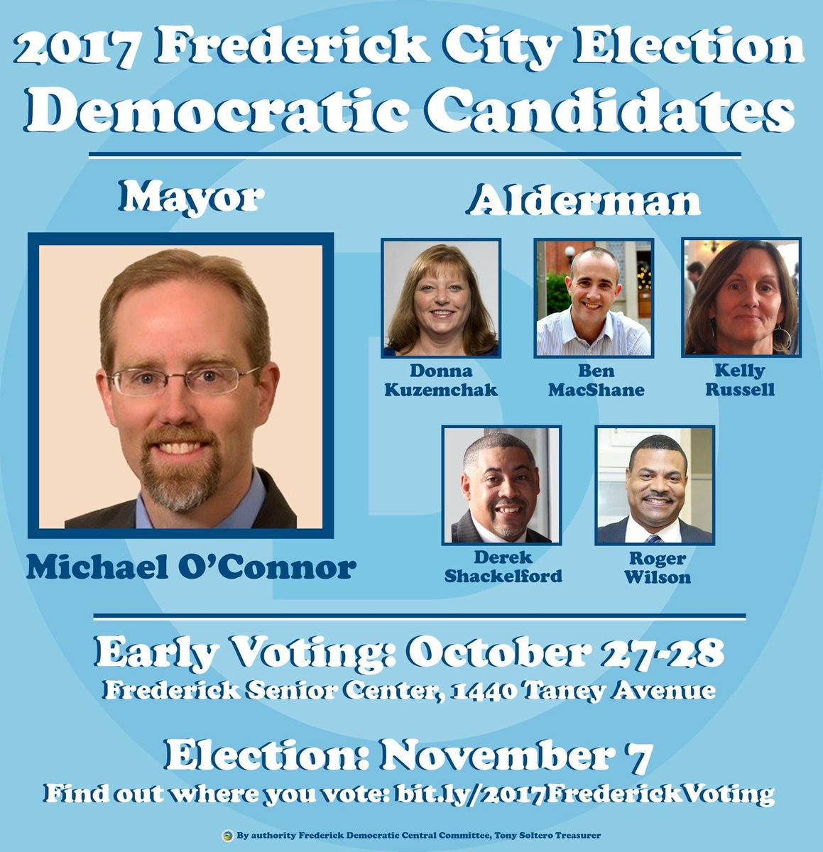 VoteFrederickMD's tweet photo. Our Frederick City Election is 11/7, Early Voting 10/27-28. Don't be left out, ur vote is ur voice!! #Votefredericksfuture  @FrederickDems https://t.co/LWGL30Q24D