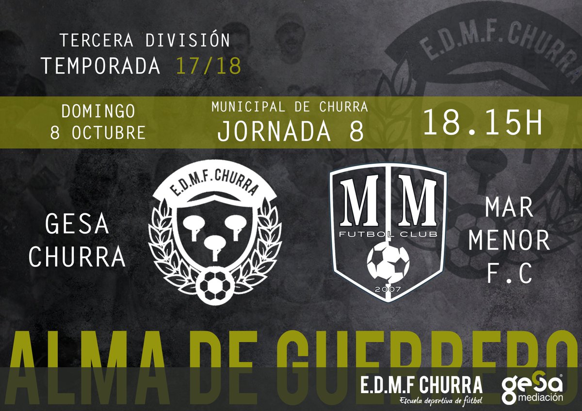 edmfchurra's tweet photo. ¿Nos vemos el domingo? Jugamos contra el líder, @marmenorfc . Se vaticina una gran tarde en Churra. Domingo 18.15H. Municipal de Churra.@treceraG13 https://t.co/4lFm0HmWRj