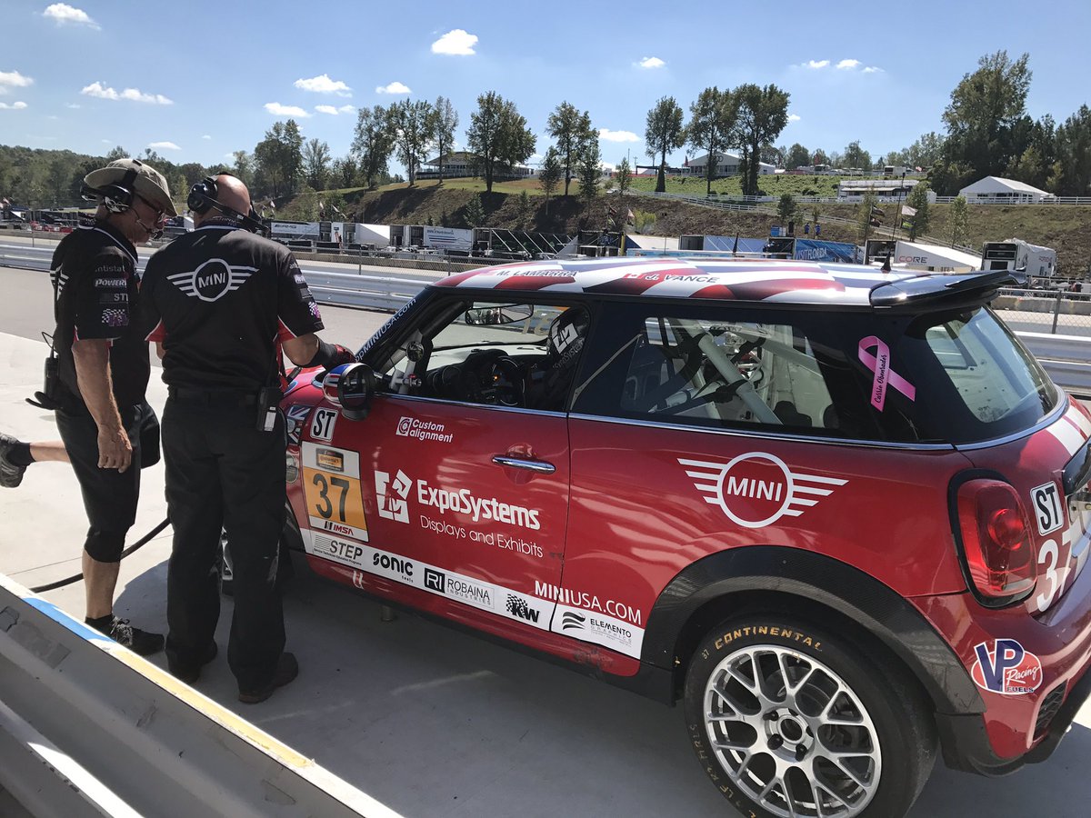 MLaMarra's tweet photo. .@lapmotorsports and @James_Vance trying to find speed in the @MINIUSA @RoadAtlanta #MINI #Exposystems https://t.co/drGIivvyJq