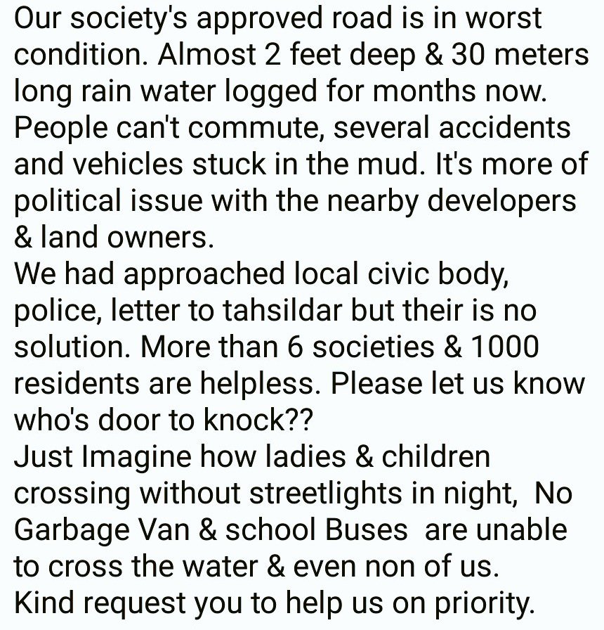 Ajaykoot's tweet photo. @ibnlokmattv 
Thousand of helpless people searching for road. Pls let us know whom we should approach. our road condition is worst. Pls help https://t.co/OfIwWK6xaL