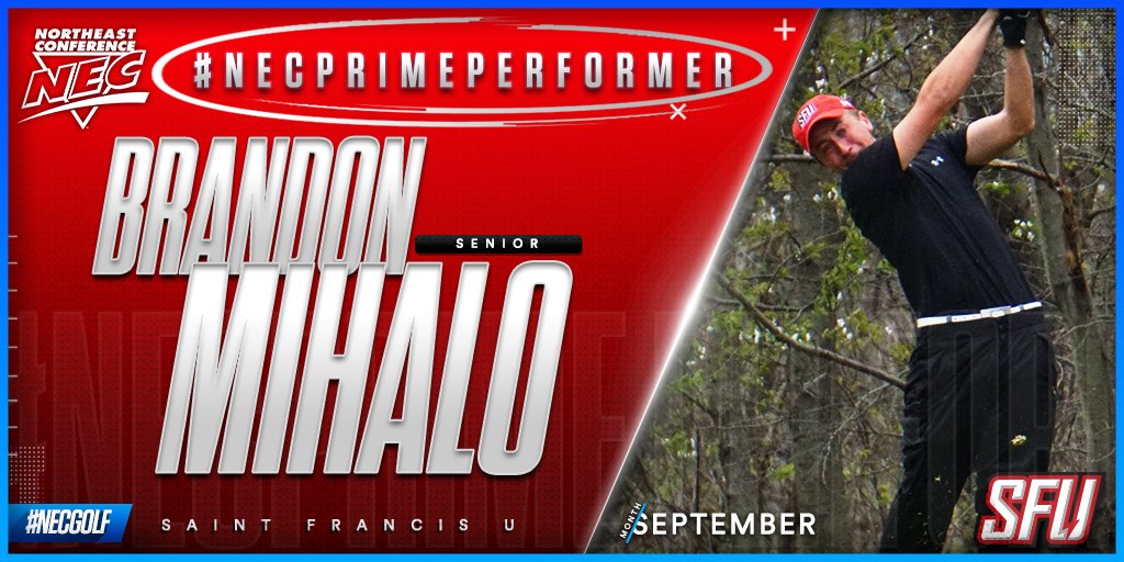 necmgolf's tweet photo. Through 6 rounds, @SFUathletics Brandon Mihalo owns a 73.0 stroke average. #NECPrimePerformer https://t.co/wYDqrZrjj8